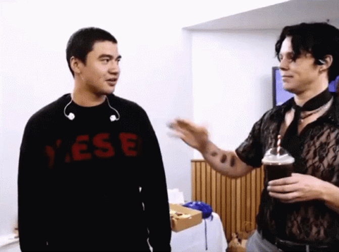 Shy Men Pat On The Back GIF