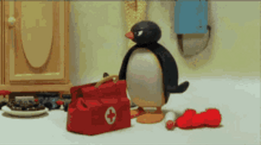 Sick Pingu Coughing Stop Motion Animation GIF