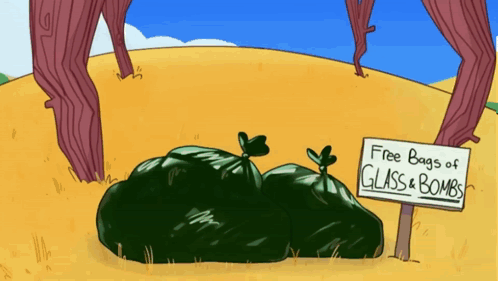Sign Saying Free Glass And Bombs GIF