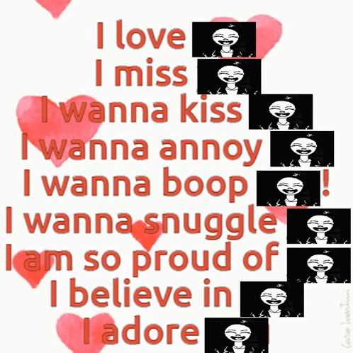 Sign Saying I Love I Miss I Wanna Kiss I Wanna Annoy I Wanna Boop