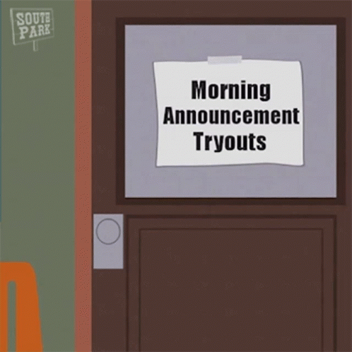 Sign Saying Morning Announcement Tryouts