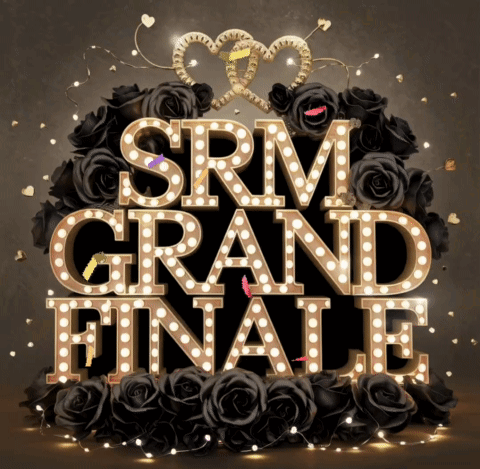 Sign Saying SRM Grand Finale With Black Roses GIF