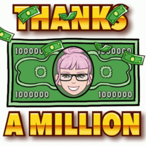 Sign Saying Thanks A Million With Woman GIF
