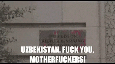 Sign Saying Uzbekistan Fuck You Motherfuckers
