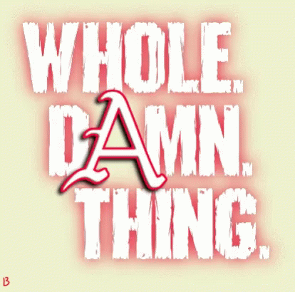 Sign Saying Whole Damn Thing on Yellow Background