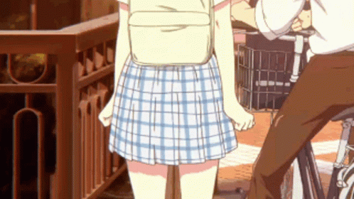 Silent Voice Nishimiya Holding Skirt GIF