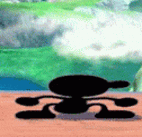 Silhouette Cartoon Character On Table By Green Field GIF