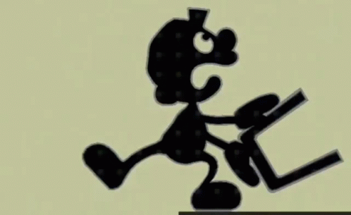 Silhouette Cartoon Character Running with Bucket