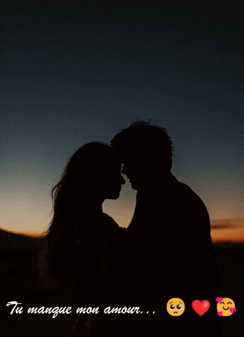 Silhouette Man and Woman Kissing tu mange mon amour