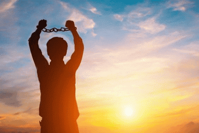 Silhouette Man Holding Chain At Sunset GIF