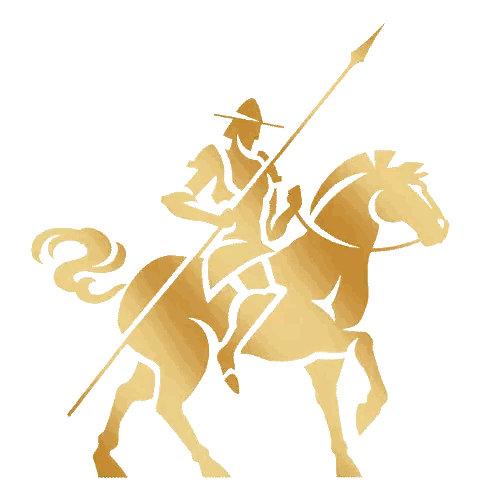 Silhouette Man Riding Horse With Spear