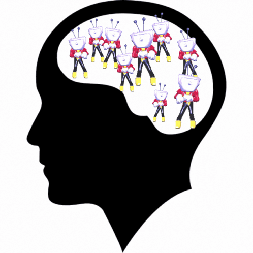 Silhouette Of Head With Robots Inside GIF