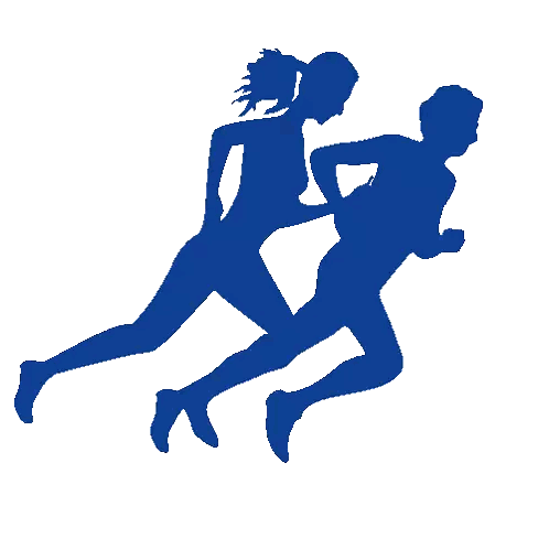 Silhouette of Man and Woman Running