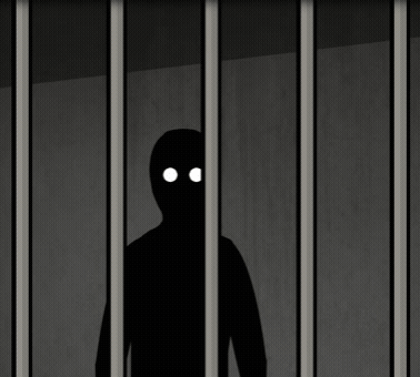 Silhouette Of Man Behind Bars GIF