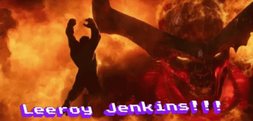 Silhouette Of Man Facing Demon Leeroy Jenkins GIF