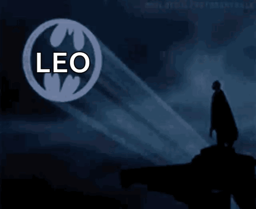 Silhouette Of Man In Front Of Leo Logo GIF