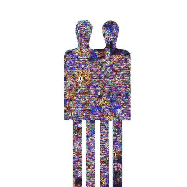 Silhouette of Two People with Colorful Pattern