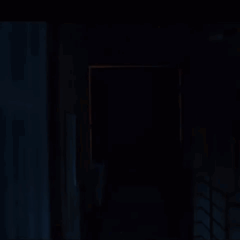 Silhouette Walking Through Dark Hallway GIF
