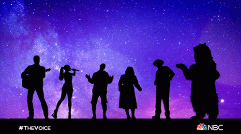 Silhouetted Group Against Starry Sky With NBC Logo