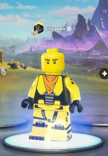 Sillyabox Lego Figure in Front of Purple Mountain