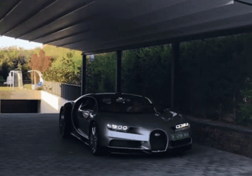 Silver Gray Bugatti Chiron GIF