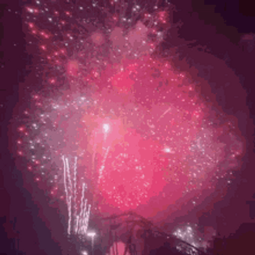 Silver Pink Fireworks GIF