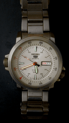 Silver Seiko Sports Watch with White Face