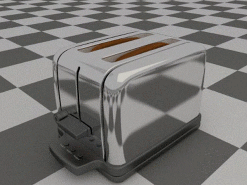 Silver Toaster On Checkered Floor GIF