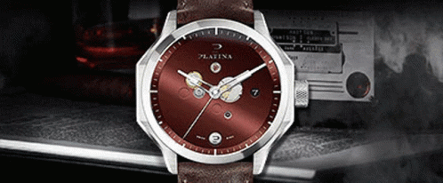 Silver Watch with Red Face and Platina