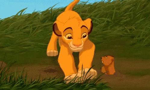 Simba Catching A Mole With Happy Face GIF