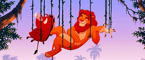 Simba And Friends Are Sleeping In The Swing Vines GIF