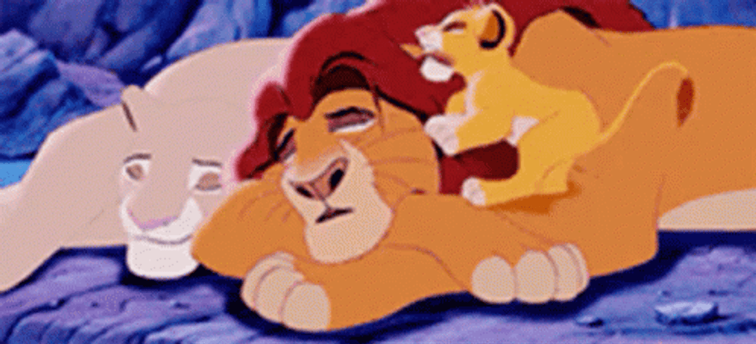Simba Bite His Fathers Ear While Sleeping GIF
