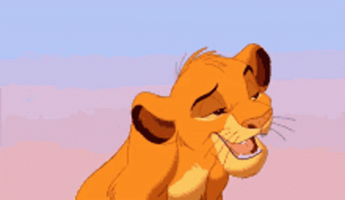 Simba From The Lion King Is Smiling With His Mouth Wide Open GIF