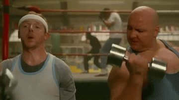 Simon Pegg Dumbbell Working Out GIF
