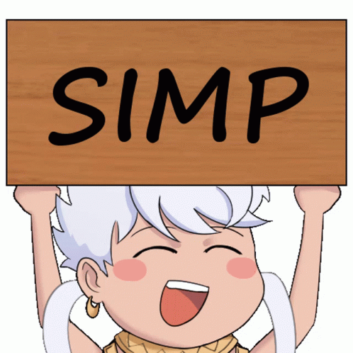 Simp Sign Board Animated White Haired Boy GIF