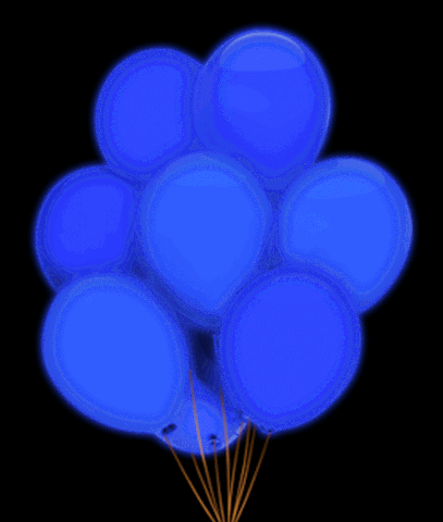 Simple Blue Happy Birthday Balloons GIF