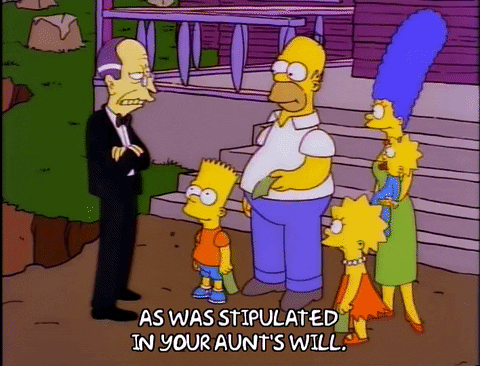 Simpson Family Butler Reading Their Aunt's Will GIF