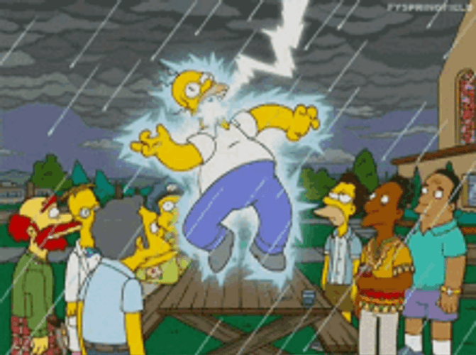Simpson Hit By Lightning GIF