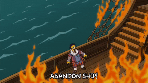 Simpson On Fire Sinking Ship GIF