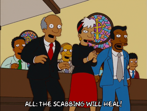 Simpsons Citizens All Scabbing Scab Will Heal GIF