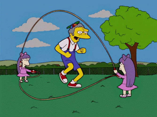 Simpsons Moe Playing Skipping Rope GIF