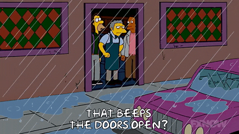 Simpsons Raining Outside Door Opening GIF