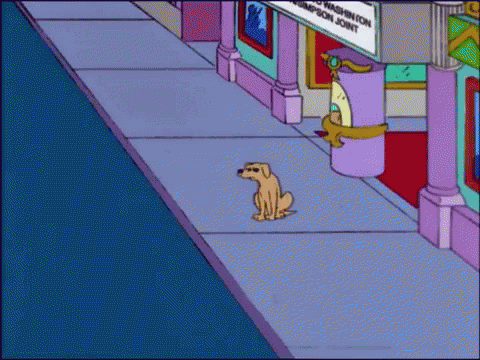 Simpsons Suspense Suspicious Looking Around Dog GIF