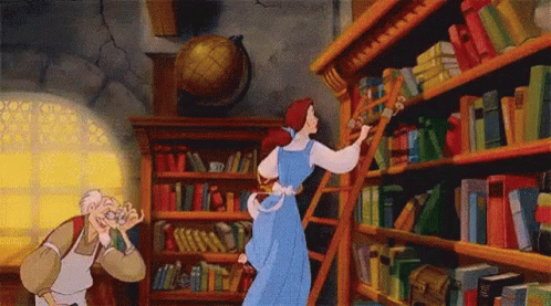 Singing Belle In The Library GIF