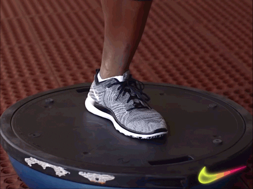 Single Nike Shoe Balance Beam GIF
