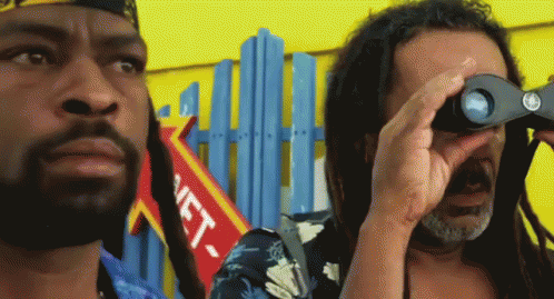 Sinister Guys Watching Boat Thru Binoculars GIF