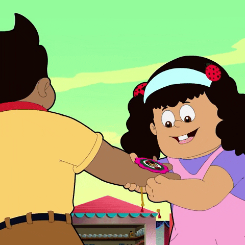 Sister Forcing Brother Wear Rakhi GIF
