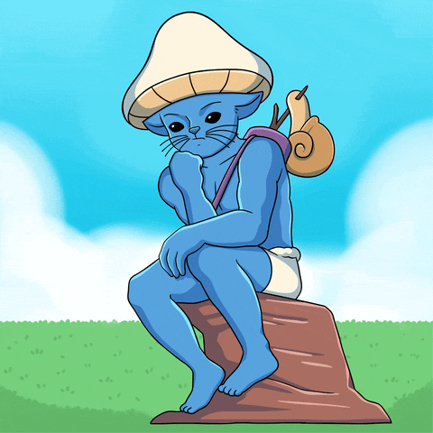 Sit Thinking Smurf Cat Meme GIF