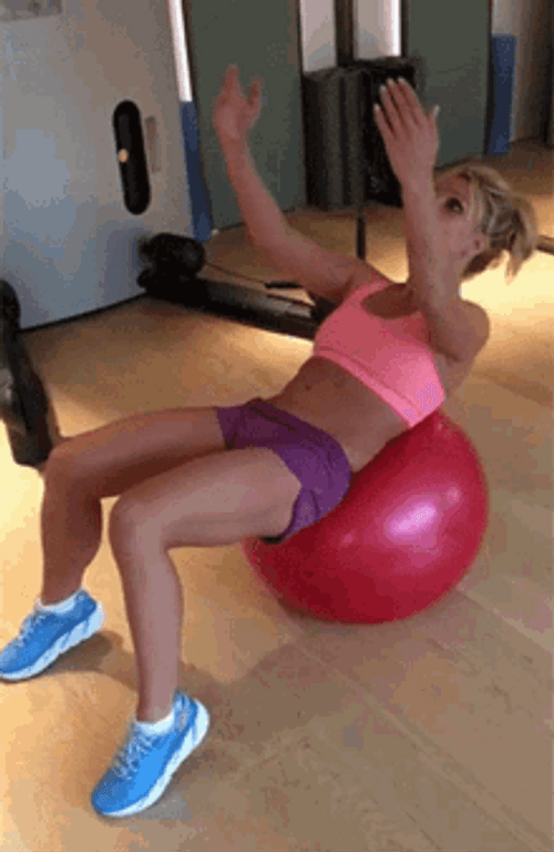Sit Up Workout On The Balloon GIF