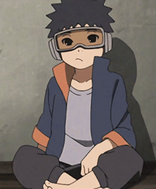 Sitting And Grinning Young Obito Uchiha GIF